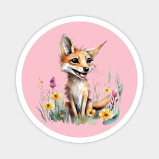 Cute floral jackal on the field gift ideas for kids and adults Magnet